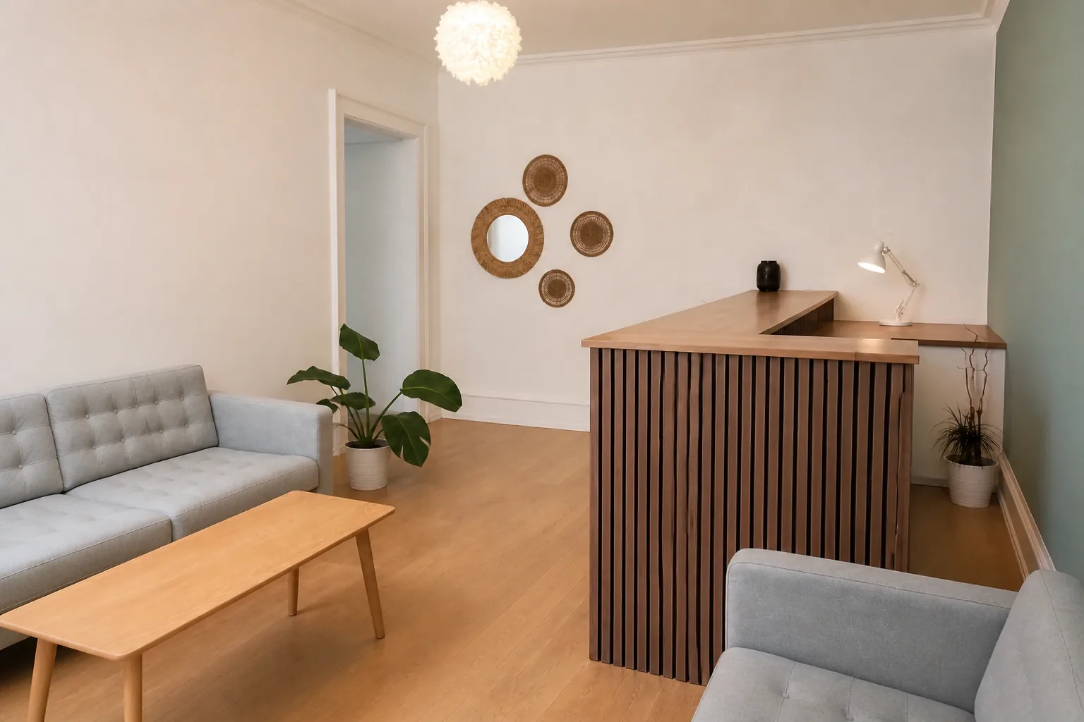 The reception desk and waiting area at Premier Fertility Clinic